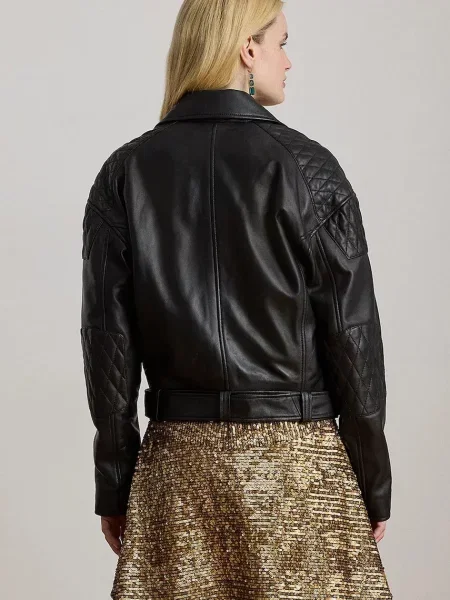 Lauren Ralph Lauren kurtka skórzana przejściowa czarny