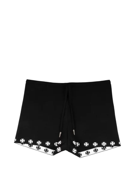 Pantaloni scurți Chrome Hearts cu imagine cu motiv cu inimi cu cordon negru