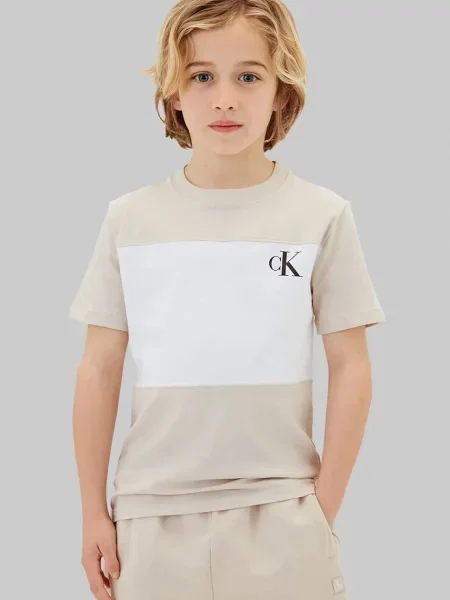 Calvin Klein Jeans majica za djecu od pamuka bež