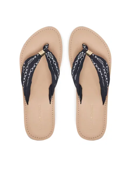 Dámske žabky Tommy Hilfiger Chain Print Elevated Sandal space blue modrá