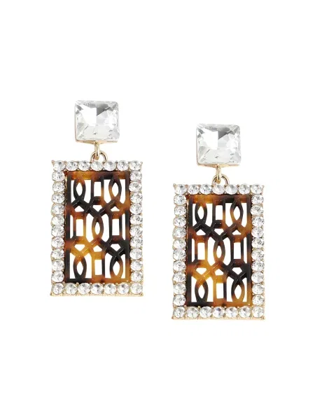 SOHI Uhani Eartha rjava srebrna črna