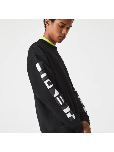 Lacoste Bluza O Luźnym Kroju Z Nadrukiem Odblaskowym czarna