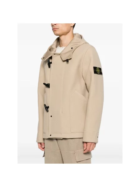 Parka Stone Island wełniana z kamieniami beżowa