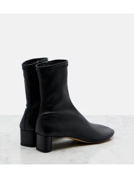 Kožené členkové čižmy Bottega Veneta čierna