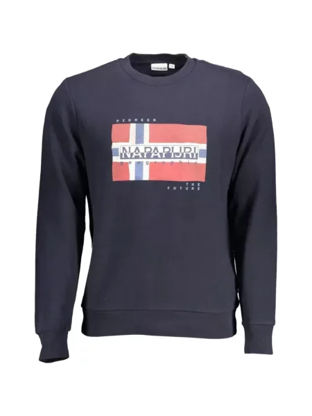 Hanorac crewneck Napapijri cu imagine cu decolteu rotund albastru