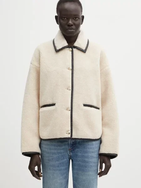 Anine Bing geacă din amestec de lână camden de tranziție oversize bej