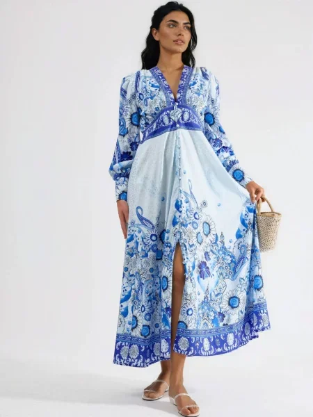 MSN Collection Šaty Maxi azurová modrá