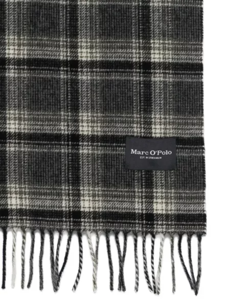 Fular Marc O'polo cu franjuri în carouri gri