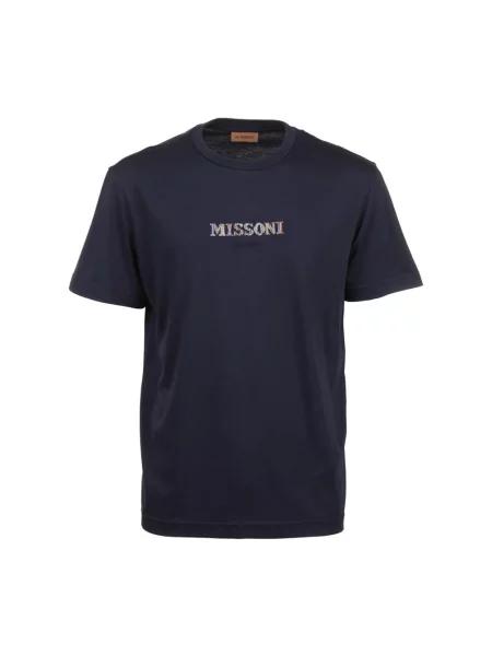 Koszulka Missoni z nadrukiem z krótkim rękawem niebieska