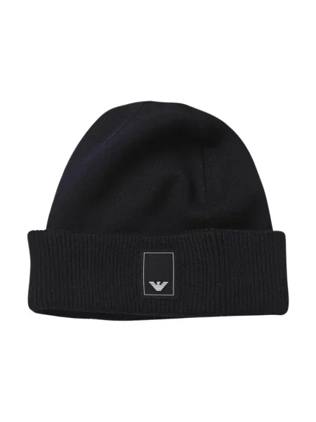 Czapka Emporio Armani z kaszmiru z logo czarna