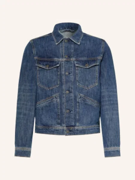 Allsaints Džínová Bunda Trucker dark indigo