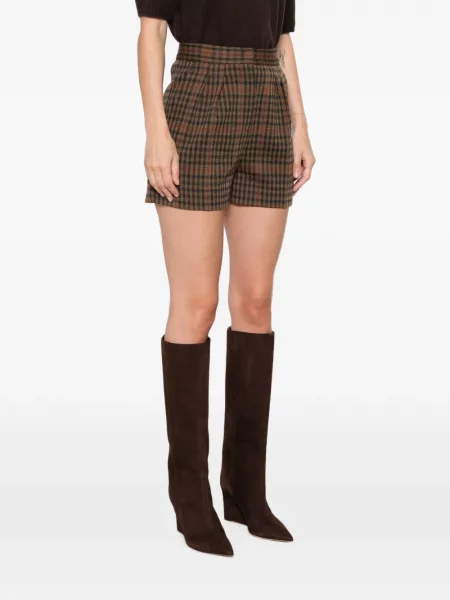 Pantaloni scurți Max Mara în carouri maro