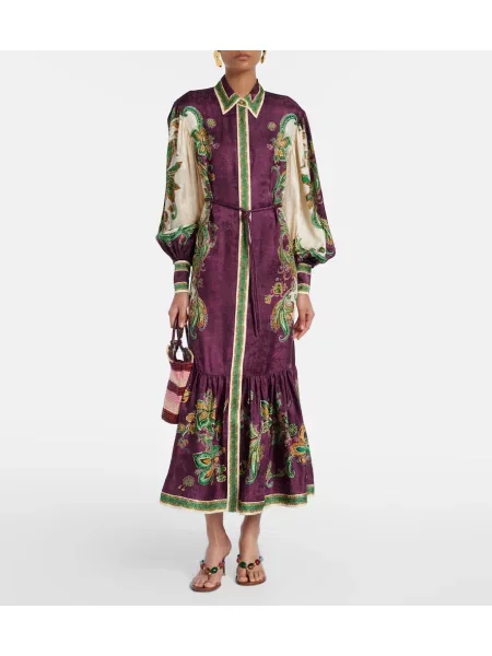 Rochie tip cămașă Alemais cu imagine violet