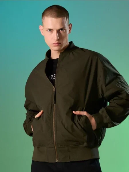 Sinsay Oboustranná bomber bunda khaki