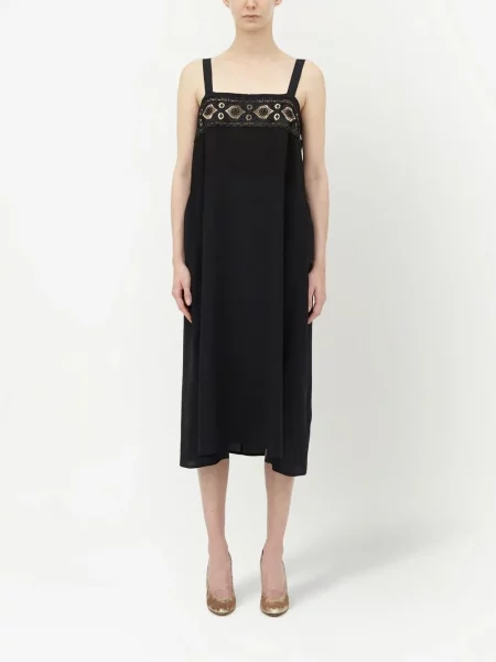 Siuvinėta kostiumas midi suknelė Maison Margiela iki kelių juoda