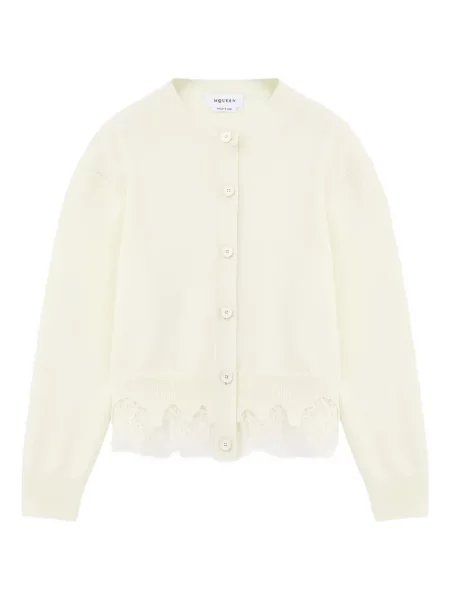 Cardigan Alexander Mcqueen din dantelă alb