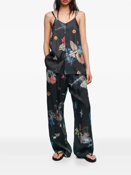 Pantaloni Bimba Y Lola cu model floral cu imagine negru