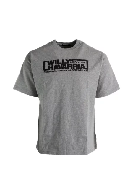 Tricou Willy Chavarria cu imagine cu decolteu rotund gri