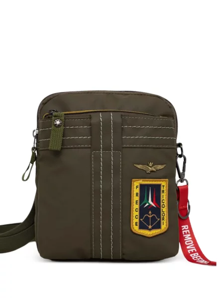 Geantă crossbody Aeronautica Militare cu aplicații verde