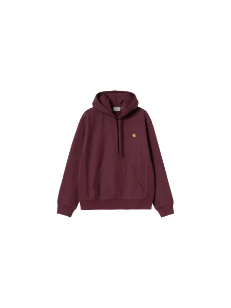 Carhartt WIP bluza Hooded American Script Sweat z kapturem gładka bordowy