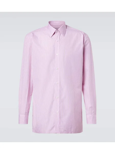 Pruhovaná poplínová košile Charvet růžová