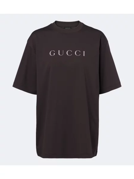 Tricou Gucci din jerseu cu autograf maro