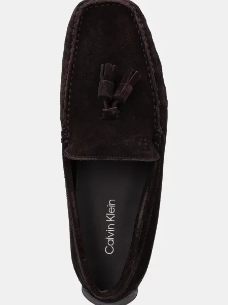 Calvin Klein velúr mokaszin DRIVER TASSELS SU barna