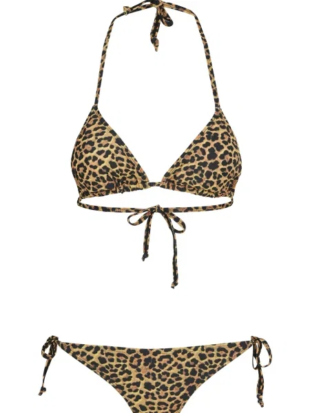 Urban Classics Costum de baie două piese / galben muștar / maro negru