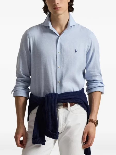 Șapcă Polo Ralph Lauren cu decolteu în V cu autograf în carouri albastru