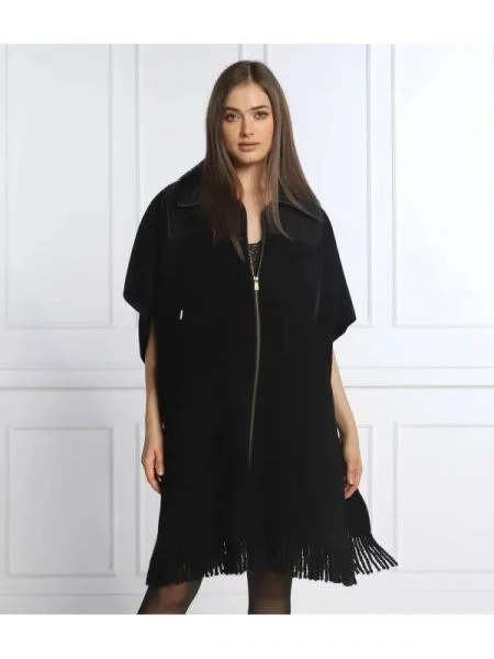 Pinko de lână poncho mara | relaxed fit negru