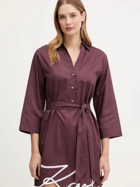 Karl Lagerfeld sukienka mini prosta bordowy