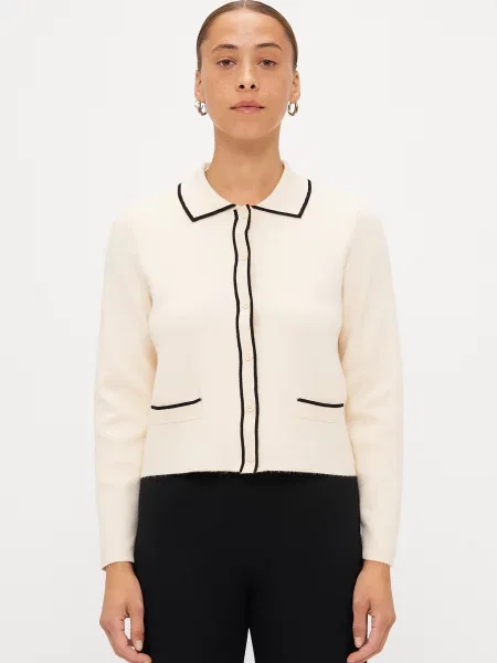 Vero Moda Petite Pletena jopa VMGOLD kremna črna
