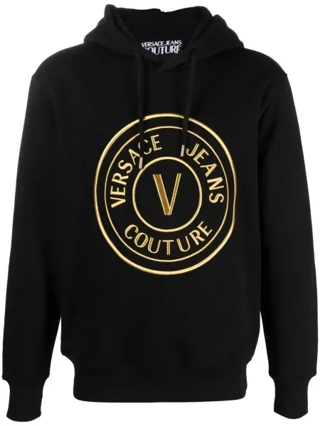 Hanorac cu glugă Versace Jeans Couture cu broderie negru