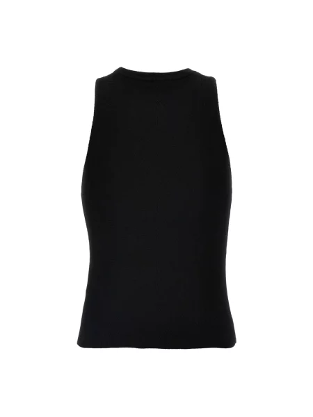 Top Diesel z dekoltem w serek na ramiączkach żakardowy czarny