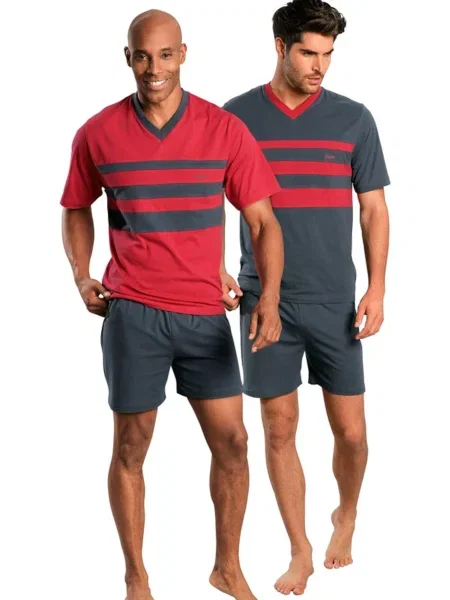 LE JOGGER Pijama scurtă închis / roșu gri