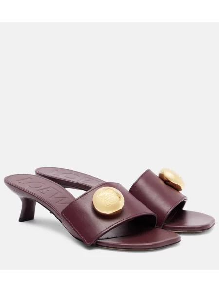 Papuci tip mules Loewe din piele bordo