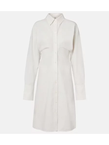 Lniana sukienka koszulowa Toteme biała