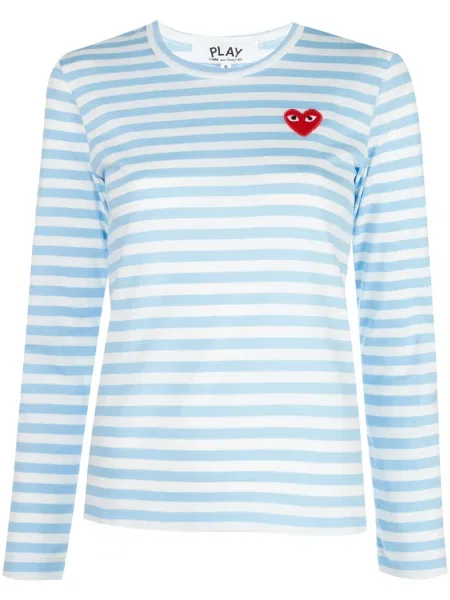 Tricou mânecă lungă Comme Des Garcons Play cu dungi albastru