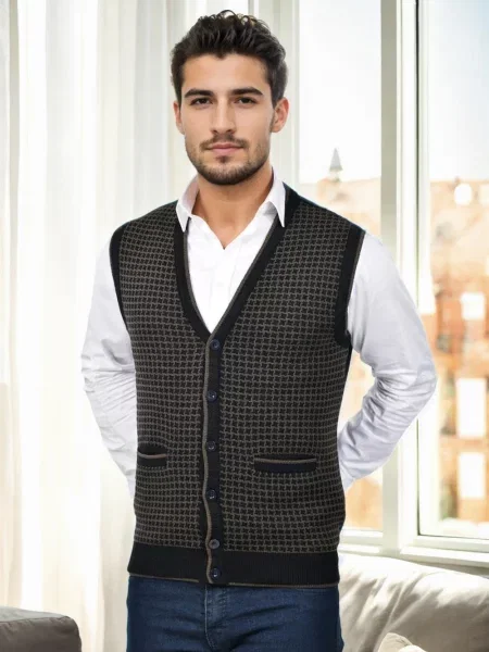 Dzianinowa bluza Dewberry w pepitkę czarna