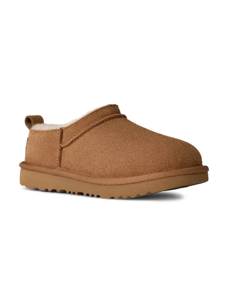 UGG cizme de zăpadă pentru copii din piele întoarsă CLASSIC MICRO maro