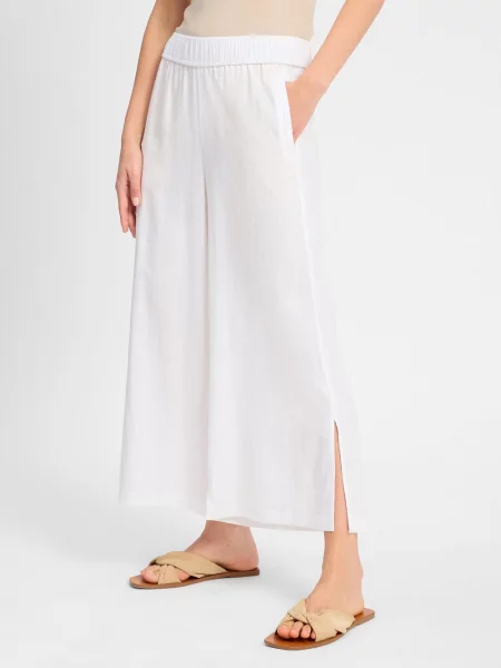 Comma casual identity spodnie materiałowe z zawartością lnu Kobiety len jednolity 34 biały