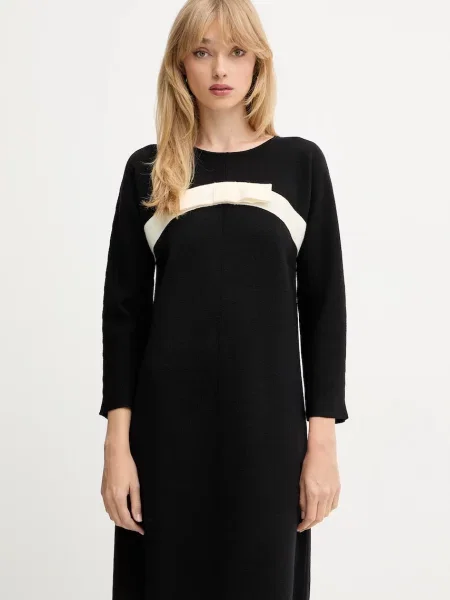Luisa Spagnoli rochie din lână mini drept negru