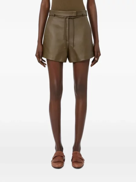 Pantaloni scurți Max Mara din piele verde