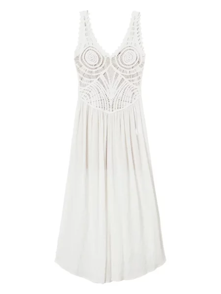 Rochie maxi Twinset tricotate de costum alb