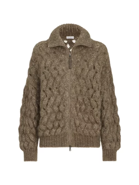 Cardigan Brunello Cucinelli de lână maro