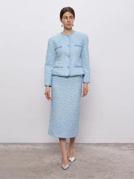 Твідова спідниця міді Rowen Rose блакитна