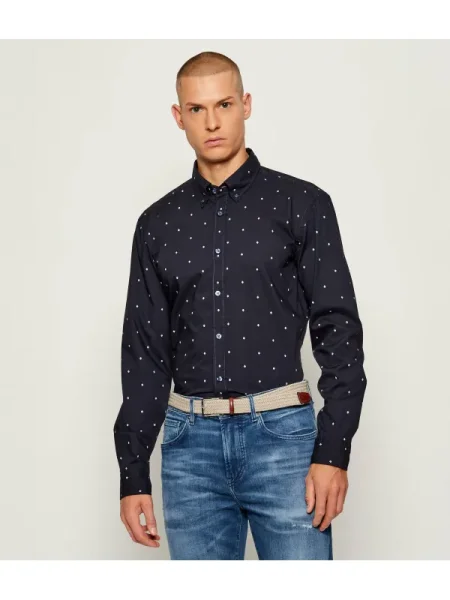 BOSS Orange cămașă din bleumarin cu guler button-down regular portocaliu