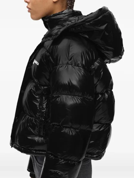 Дънково яке Karl Lagerfeld Jeans с качулка черно