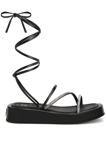 Sandale Giuseppe Zanotti cu șireturi din piele negru