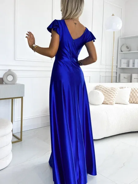 Rochie maxi Numoco din satin lungă de costum